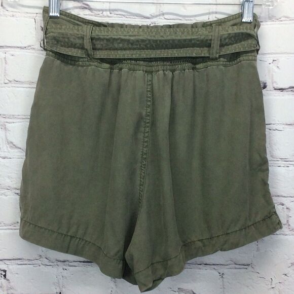 Abercrombie & Fitch Shorts Women's Size S Army Green Flowy 100% Lyocell Belted - Picture 9 of 9